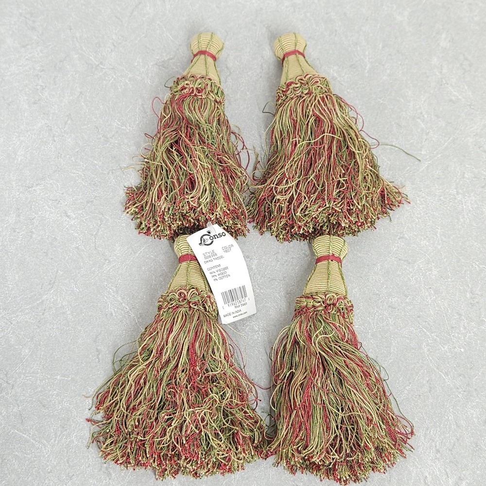 Vtg Conso Decorative Swag Key Tassel Trim No Cord Curtain Holiday Ornament 7.5"
